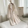 Damskie okopy płaszcze kobiety mody eleganckie długi płaszcz wiatrówki lapel zima swobodne kurtki solidny kolor luźne średnie jagnięce
