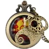 Vintage Antique Watch Hollow Case Nightmare Theme Unisex Quartz Analog Pocket Watches Skull Accessory Necklace Chain Xmas Gift247j