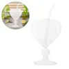 Vinglas 1 Set Cocktail Glass Drinking Cup Dekorativ hjärtform med halm