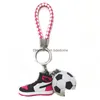 3Pcs/Sets Sile 3D Sneaker Ball Rope Keychain Basketball Football Volleyball Sport Shoes Keycring Bag Keychains For Men Women Fashion D Dhkdf