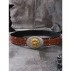 Ceinture à boucle tête de lion dorée pour hommes et femmes, en alliage de zinc, boucle occidentale en cuir clouté, vente en gros