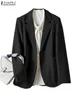 Damespakken blazer elegante dames ol pak coaten casual massieve uitklautingen oversized zanzea gekotte kraag met lange mouwen blazer kantoorwerk draagt ​​230411