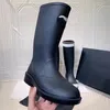Xiao Xiang Home Knee High Boots Female Fashion Outside Wearing Long Knight Boots Thick Soles High Black Middle Rain Boots Female