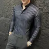 Herren-Freizeithemden, hohe Qualität, Übergröße, 4XL-M, langärmelig, gestreift, für Herrenbekleidung, Business, formelle Kleidung, Slim-Fit, soziales Hemdkleid