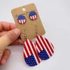 Dangle Chandelier 2023 Fourth of July American Flag Red White and Blue Memorial Day Leather Studs Dangle Earrings Sets for Women Independence Gift Z0411