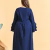 Etnische kleding groot formaat stijlvolle en waardige Arabische jurk geborduurd gegolfd wijd uitlopende lange mouw moslim casual abaya kalkoen kaftan