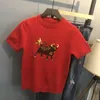 T-shirts pour hommes Style coréen Hommes Court Slim O-Cou Rouge Broderie Design Mode Haute Qualité Pull Tricoté Casual