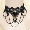 Pendant Necklaces Gothic Victorian Black Lace Women Boho Crystal Tassel Sexy Dark Loli Style Halloween Necklace Jewelry Party Gift