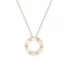 Big Cake Diamond Rose Gold Necklace for Female Niche, High-end and Fashionable, Versatile Titanium Steel, Non Fading Collbone Chain