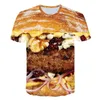 Heren t shirts hamburger pizza 3d printing heren ronde nek zomer t-shirt grappige unisex top casual tops