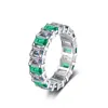 Klusterringar Winwos Princess Square Mosanite D Color S925 Silver 18K White Gold Emerald Full Diamond Ring Lämplig för kvinnliga brudar