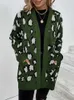 Women's Sweaters New Autumn Winter Leopard Print Cardigan Sweater Women Oversize Jacket Loose Green Thick Warm Knitted Cardigan for Women 2023 zln231111