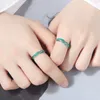 Band Rings Sweet Simple Irregular Green Leaves Couple Ring For Women Lover Silver Color Open Resizable Rings Romantic Wedding Jewelry P230411