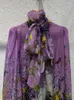 Blusas de mujer 2023 Primavera Verano seda camisa de mujer bufanda cuello moda flor púrpura estampado Elagnt Lady High Street