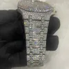 Montres mécaniques en acier inoxydable pour hommes et femmes, haut de gamme, luxe, diamant scintillant, personnalisé, VVS Moissanite, Hip Hop glacé