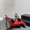 Ayna Yüzü Gerçek Deri Slingback Pompalar Kadınlar Saçlı Ayak Parçaları Geometri Stiletto Topuk Ayakkabı Ayakkabı Tokalı Dantel Topuklu Moda Tasarımcı Ayakkabıları