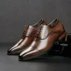 أحذية Oxford Men Pu Low Heel Solid Color Solved Lace Up Business Gentleman أحذية واحدة