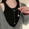 Catene Moda Argento Palline di colore Collana lunga con ciondolo per donna Ragazza Elegante catena al collo Maglione vintage Regalo di gioielli