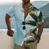 Casual shirts van mannen kokosboom voor 3D -geprinte Hawaiian Beach 5xl Korte mouw Fashion Tops T -shirt Blouse Camisa 230411