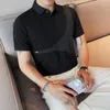 Polo's voor heren vaste kleur revers Polo shirts heren mannen zomer korte mouw mode splicing buckle casual business tee tops kleding