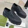 New Style Designers Loafers Woman Lace-up Shoe Loafer Platform Sneaker Dress Moccasins Canvas Derby Shoes Chunky Bottom Office Lady Rubber Lug Sole