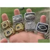 7 pièces Fantaisie Championnat de Football Américain Bague Hommes Fan Souvenir Cadeau En Gros Livraison Directe Dhojb