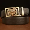 Men's cowhide leather belt wolf pattern automatic buckle belt cowhide belt simple fashion waistband
