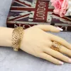 Conjuntos de jóias de casamento Sunspicems cor de ouro metal árabe mulheres conjunto oco pulseira brinco colar anel indiano bijoux dubai presente nupcial 231110