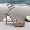 Chaussures habillées pour femmes à talons hauts cheville enveloppante chaussure embellie serpent strass stiletto120mm créateurs de luxe lustre en cristal sandale taille 35-42
