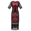 カジュアルドレス20代素晴らしいギャツビードレス1920年代ヴィンテージフラッパースパンコール装飾されたフリンジスリーブミディパーティーアールデコレディサマー