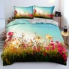 Beddengoed sets 3d roze bed beddengoed planten ontwerp quilt covers kussensas set bloem op maat 180x210 cm dubbele maat grijs home texitle