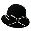 Chapéus de borda larga balde mulheres imitação de lã chapéu com arco feminino pesca floppy aquecedor sólido bonés 231110