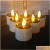 Candles 1 Pcs/Set Plastic Solar Energy Candle Yellow Power Led Candles/Flameless Electronic Tea Lights Lamp For Outdoor Drop Deliver Dhcp6