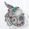 Brosches vintage strass eld fågel lapel stift phoenix tillbehör kappa tröja kläder djur opal brosch för kvinnor party smycken