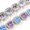 Collane con ciondolo Collana Hiphop Candy da uomo 10mm quadrato blu viola zircone BlingChain 231110