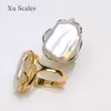 With Side Stones Natural FreshWater 14-20mm Baroque Square Pearl Vintage Ring 14K gold filled Simple Classic Women's Jewelry Adjustable Size Gift 230410