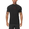 Herr t shirts sommar casual sports män gym bymbuilding träning fitness kort ärm t-shirts snabbtorkade smala fit toppar kläder