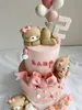 お祝いの供給Netflix Children's Cake Topper Pink Blue Bow Bow Bear Doll OrnamentBaby Balloon Birthday Decoration Home