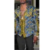 Koszulki męskie Męskie koszule Summer 3D Print T Shirt krótka/długi rękaw Turn Kołnierz Button Owwony Tops Fashion Mode Luxury Clothing 230411