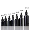 Garrafas de armazenamento 10ml 15ml 30ml 50ml 100ml preto vazio vidro cosmético garrafa de óleo essencial elegante pipetas conta-gotas embalagem