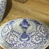 Flessen blauw-witte paddenpot met Chinese antieke keramische voorraadpot