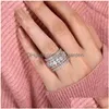 Anéis de casamento Anéis de casamento exclusivos Jóias de luxo 925 Sterling Sier Rose Gold Fill Oval Cut Branco Topázio Cz Diamante Gemstones Dhgarden Dhzkq