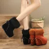 Boots Winter Women s Thick Bottom Wedge Heel Waterproof Platform Round Head Side Zipper Plus Veet Short