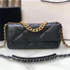 10a Top Tier Mirror Quality Flap19 påsar Small 26cm Real Leather Quilted Flap Black Purse Luxury Designer Womens Crossbody Shoulder Gold Strap Box Chian Bag Handväskor