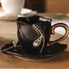 Tazze Tazza da caffè Regalo creativo Amanti Tazze in ceramica 3D con decorazione di strass e piattini ZM807219w