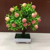 Fleurs décoratives Chic Simulation bonsaï accrocheur faux pêche arbre fruitier délicat en plastique artificiel pour balcon