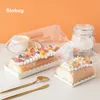 Present Wrap Stobag 5st Swiss Roll Cake Box Packaging Beard Transparent Hand Handduk Mousse Wholesale Birthday Wedding Handmade 230411