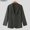 Herenpakken Blazers Mode Heren Blazer Effen Kleur Revers Lange mouw Knop Herfst Casual Pakken Heren Street chic Vrije tijd Dunne jassen S-5XL INCERUN 231110