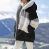 Damen Daunen Damen Wintermantel Jacke Kapuzenoberteil Lose Langhülse Plüsch mit Reißverschluss Outwear Kunstpelz S-5XL Parka