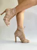 Winter 294 Style Bachata Social Booties 6-10 cm Anpassad häl Khaki Red Salsa Latin Shoes Dance Boot for Women 230411